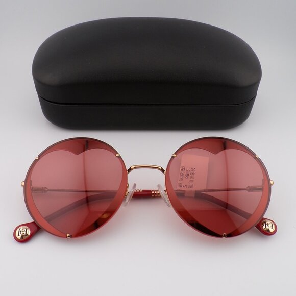 Carolina Herrera Heart Cut Out Shades, Round Rimless Stainless Steel Unique Y2K main image 10